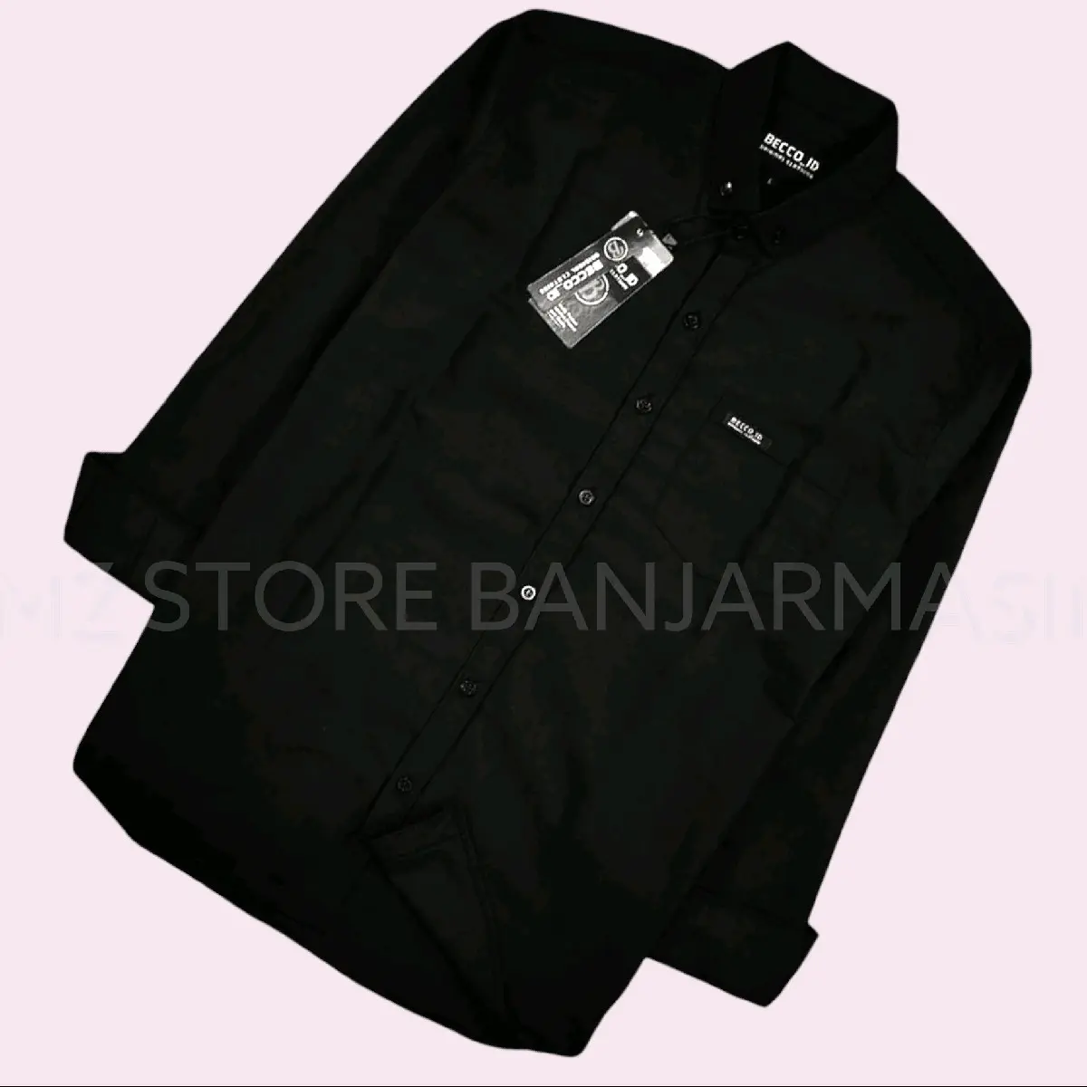Baju Kemeja Pria Polos Lengan Panjang Bahan Tebal Polos Hitam Katun Formal Kantor Distro Basic