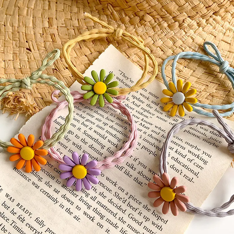 2025 Korean Style Braid Elegant Hair Band Little Daisy Hair Rope Ins Women's Team Same Style Sweet Head Rope Mori Girl Bracelet Hair Accessories Suit