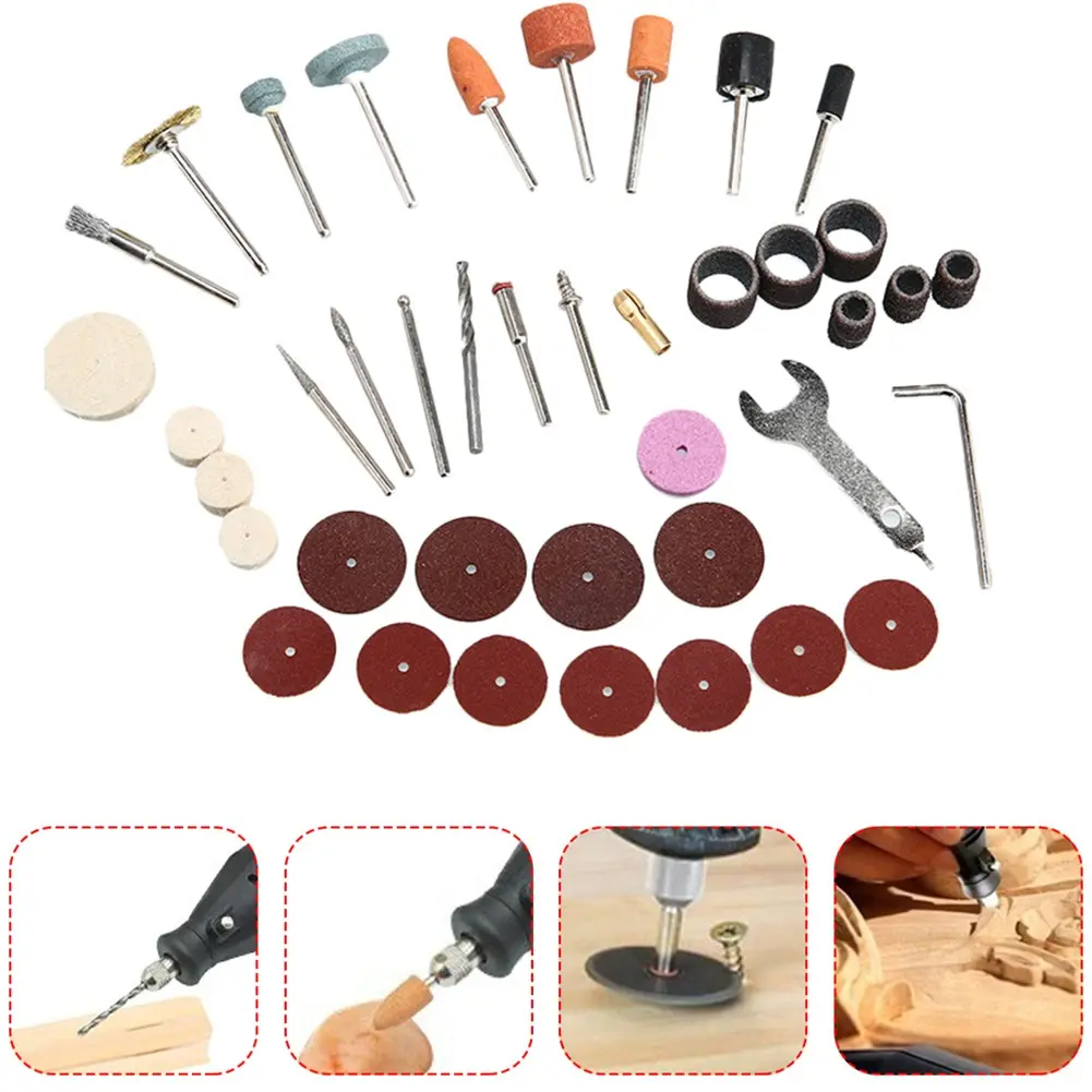 Bộ 40 Phụ Kiện Mài, Đánh Bóng, Cắt, Khoan Mini Đa Năng Cho Máy Khoan, Dụng Cụ Xoay - Dùng Cho Kim Loại, Gỗ, Làm Sạch Gỉ Sét đồ bộ đầu mài