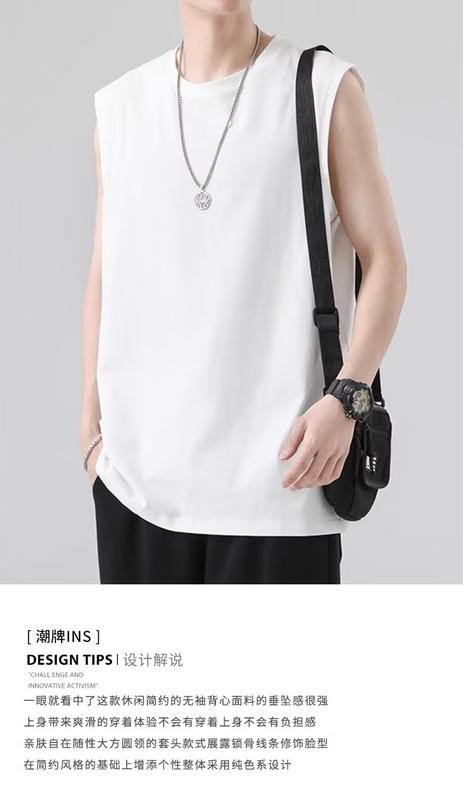Product Introduction of Summer Solid Color Men's Vest Sleeveless Sports Loose Men's and Women's Same Sleeveless T-shirt 1
