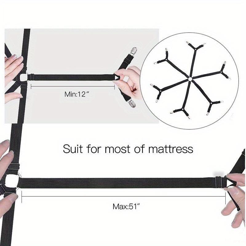 Product Introduction of 12 Clips Fixed Holder Adjustable Elastic Bed Sheet Holder Mattress Clip Fasteners Cover Blankets Non-Slip Fixing Strap Grippers Black/White 19