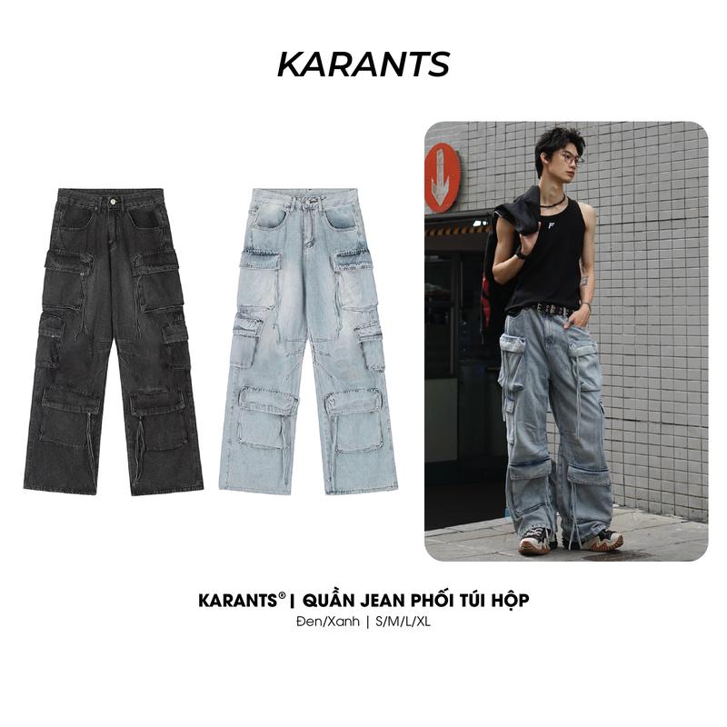 Quần Jean Nhiều Túi Hộp Y2K Karants Local Brand Ống Rộng Streetwear Hot Trend - KQ20
