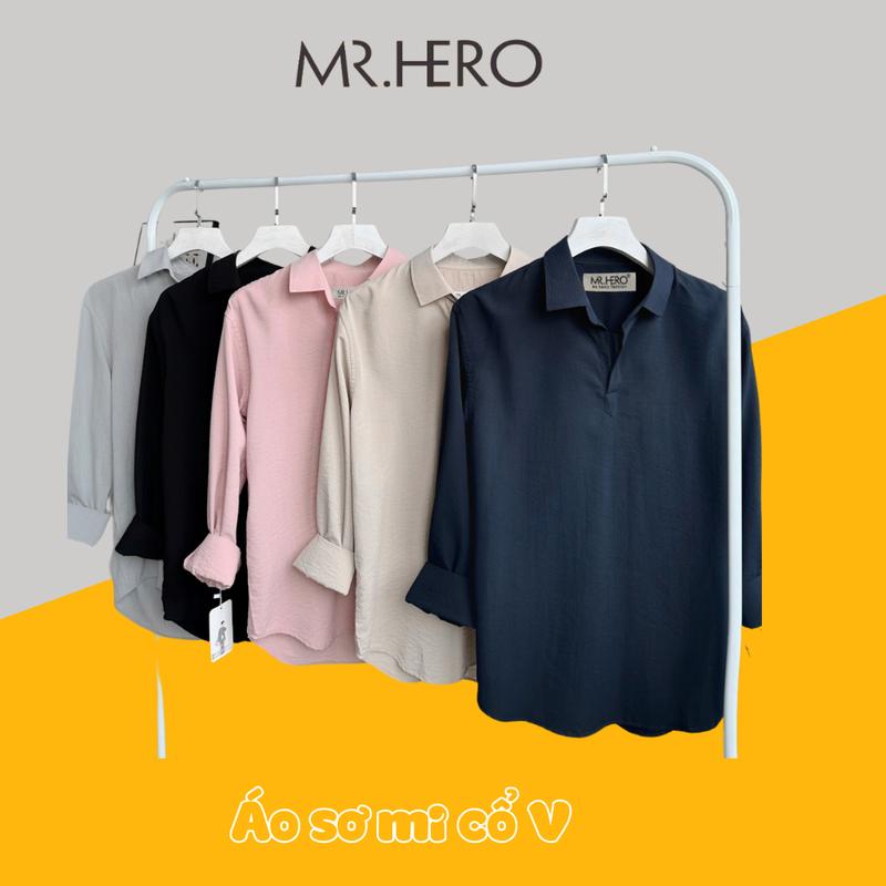 Áo sơ mi nam chui đầu cổ V dài tay SM20 form regular thoải mái chất liệu vải đũi line thấm hút mồ hôi M.RO Mrherovn