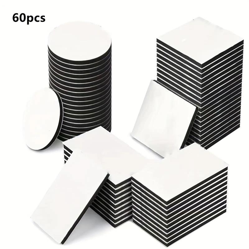 Double Sided Square and Round Tape, Multifunctional Self Adhesive Foam Pad, Non-slip Strong Adhesive Tape, Mounting Pad for Home Office Wall Decor 2