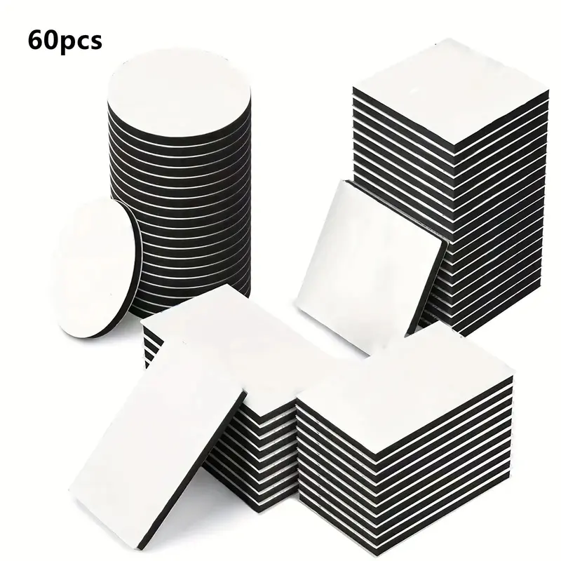 Double Sided Square and Round Tape, Multifunctional Self Adhesive Foam Pad, Non-slip Strong Adhesive Tape, Mounting Pad for Home Office Wall Decor 2