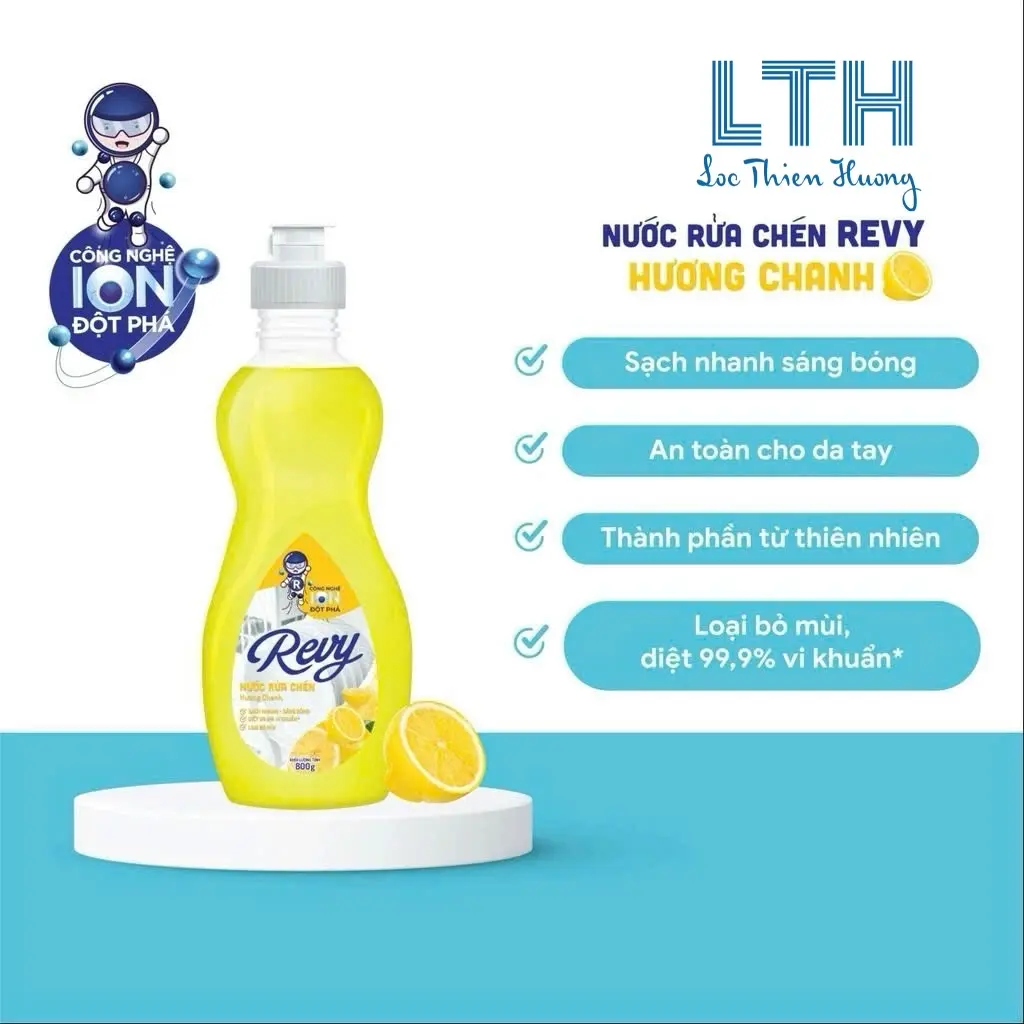 Nước Rửa Chén REVY hương Chanh Làm Sạch Hiệu Quả - Không Hại Da Tay Với Thành Phần Tự Nhiên