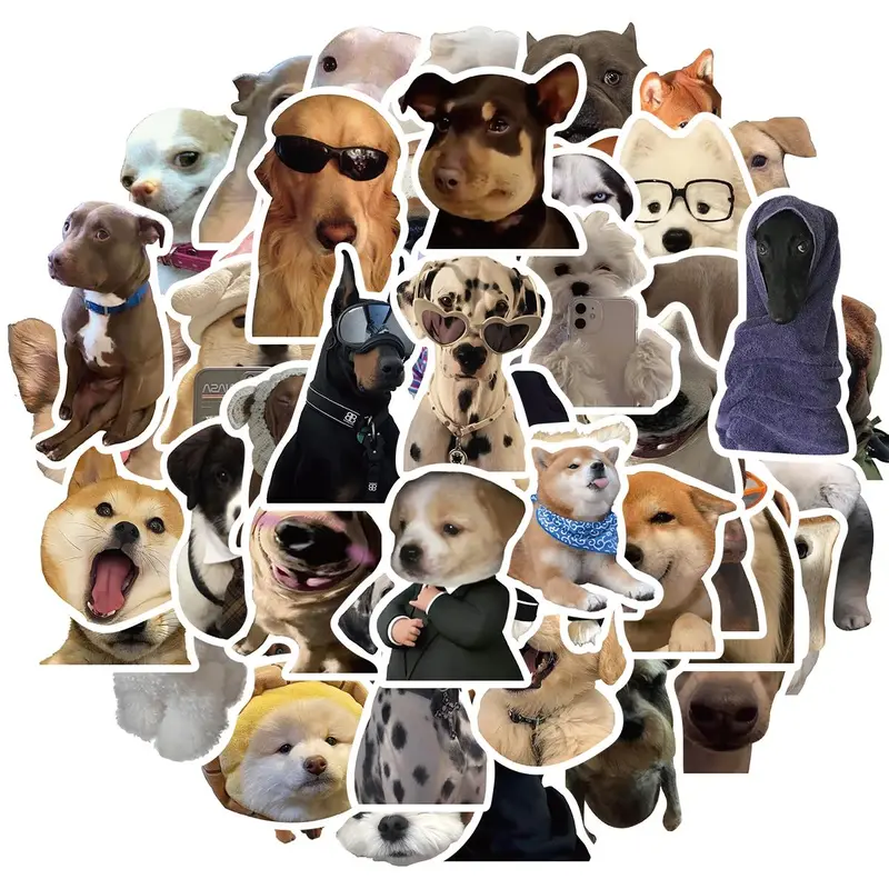 Cute Dog Pattern Sticker, 50pcs/set Funny Dog Sticker, DIY Decorative Sticker for Laptop, Phone, Computer, Guitar, Bag, Water Cup, Scrapbook 2