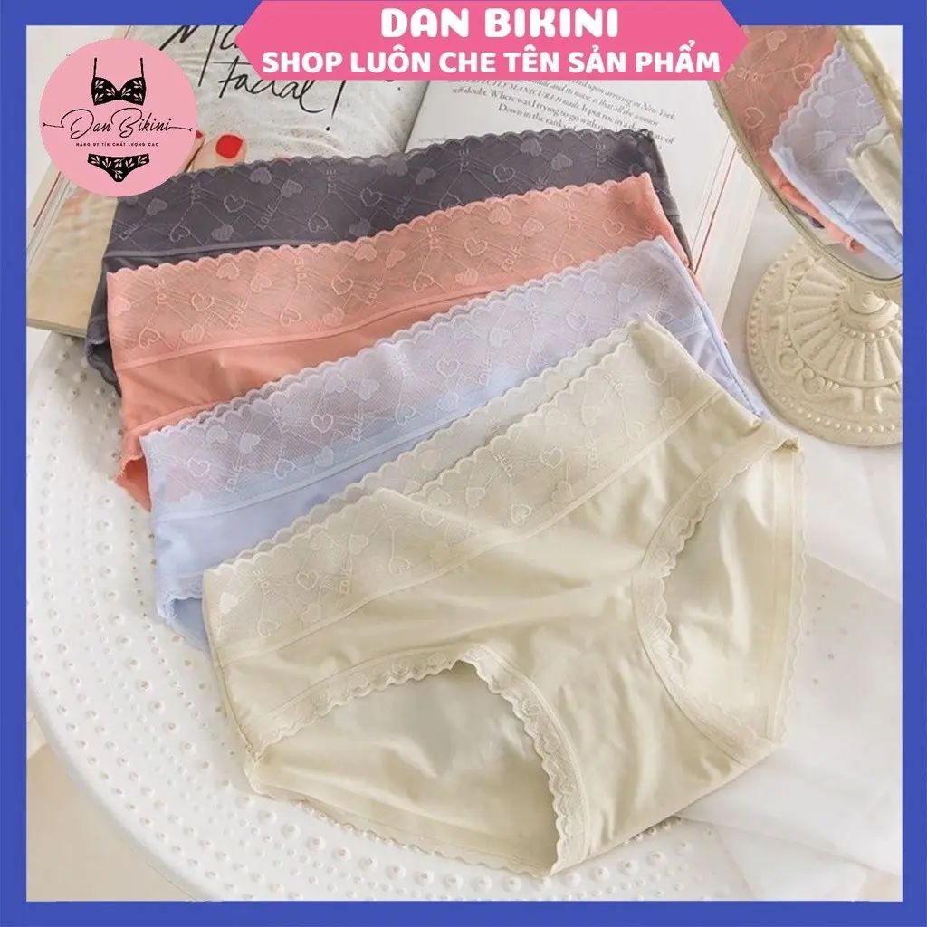 Quần Lót Nữ Lụa Băng - Quần Chip Nữ Mềm Phối Cạp Ren Tim Mềm Mại tôn dáng hương havana mã 9099