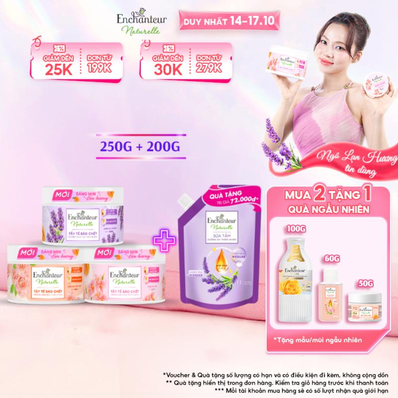 [Tặng Túi Sữa Tắm 200g] Tẩy Tế Bào Chết Enchanteur Naturelle Hương Lavender/ Iris/Rose Tặng Kèm Túi sữa tắm 200g (mùi ngẫu nhiên)