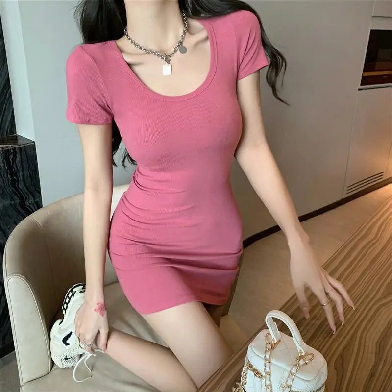 Váy Cô Gái Nóng Bỏng Bó Sát Gợi Cảm Và Dễ Thương, Quần Áo Nữ, Váy Mùa Hè, Hàng Mới Về Năm 2025, Màu Hồng, Váy Ôm, Eo, Phong Cách Sexy