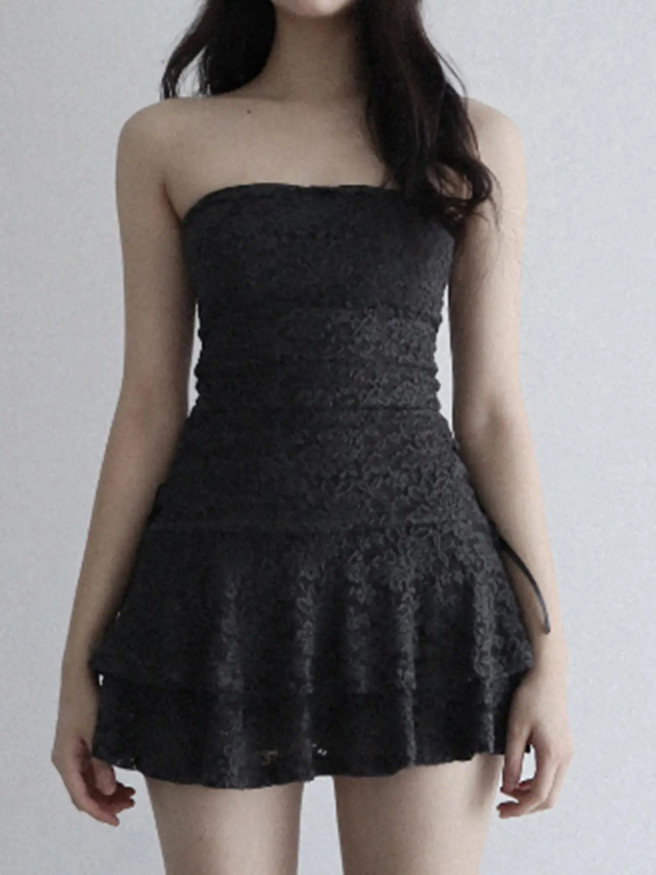 Women's Floral Lace Tube Dress, Solid Color Sleeveless Short Dress for Party Club Dating Wear, Ladies Summer Clothes, Womenswear