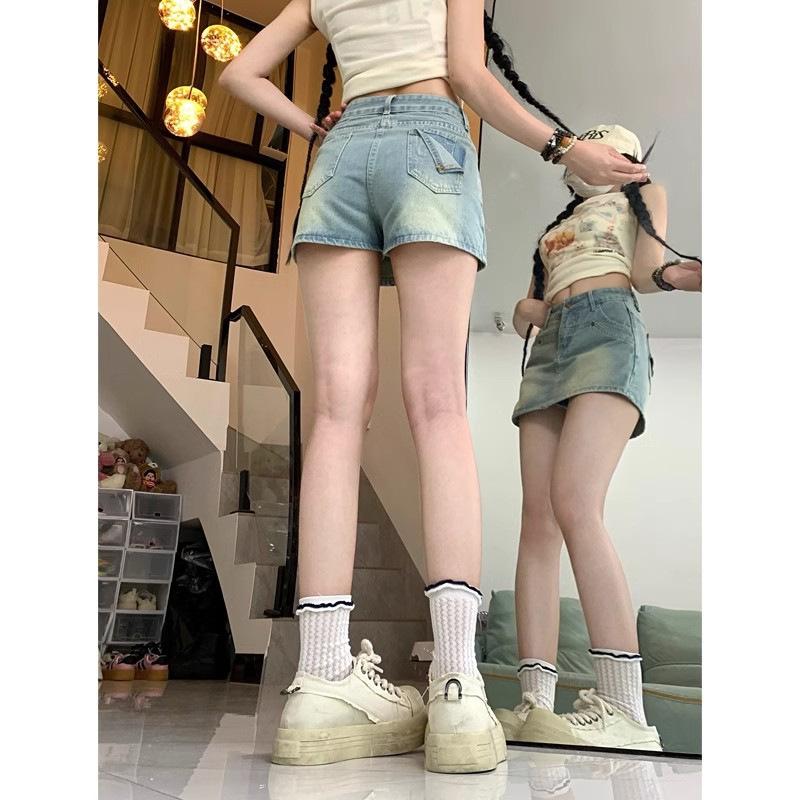 Chân Váy Denim, Ngoại Cỡ, Dành Cho Cô Gái Đầy Đặn, Chân Váy Chữ A, Cạp Cao, Phong Cách Cô Gái Nóng Bỏng, Quần Short Bó Sát, Hàng Mới Về Mùa Hè Của Phụ Nữ, Chân Váy 2
