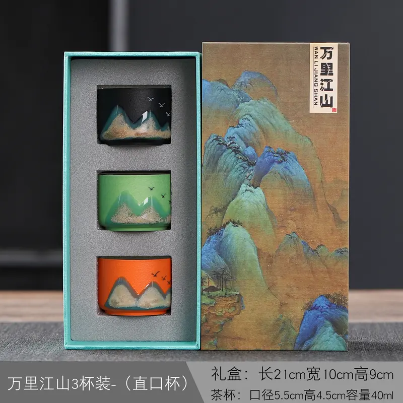 Bộ Cốc, Xu Hướng Trung Quốc Văn Hóa Và Sáng Tạo, Cốc Chủ, Bát Trà Gốm Sứ Wanli Jiangshan, Hộp Quà, Thích Hợp Cho Khai Trương Công Ty Và Quà Tặng Cuộc Họp Hàng Năm 6