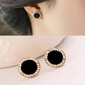 AN1807 Anting earrings Wanita desain Model gaya Bulat Black hitam Ruby fashion kekinian desain model gaya korea korean onni oeni style simpel simple mewah elegan import