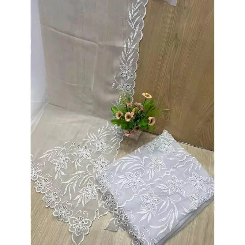 Kain kebaya bordir putih murah Polos 0