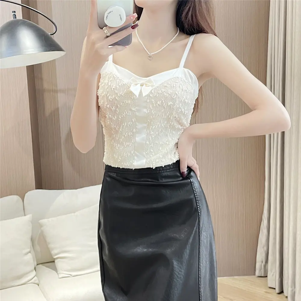Nơ Sang Trọng Nhẹ, Áo Liền Quần Pháp, Dành Cho Phụ Nữ Thanh Lịch, Dây Đeo Có Thể Điều Chỉnh Độ Đàn Hồi Cao, Không Bó Sát, Mềm Mại, Không Trơn Trượt, Thoáng Khí, Thoải Mái, Chống Chảy Xệ, Áo Ngực Nâng Ngực, Thời Trang Nữ, Áo Vest Lưng Đẹp Voan áo ba lỗ nữ