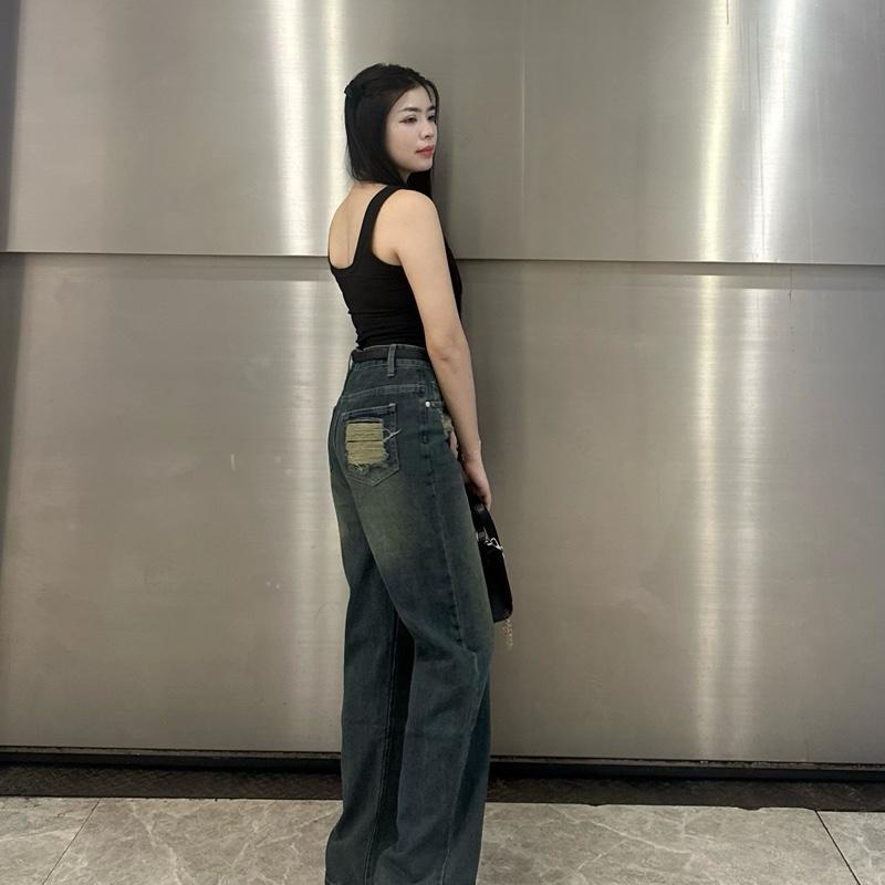 Quần jean nữ suông trơn xước túi trước rách túi sau V.M V30 và V31 (S-2XL) | BigBuy360 - bigbuy360.vn