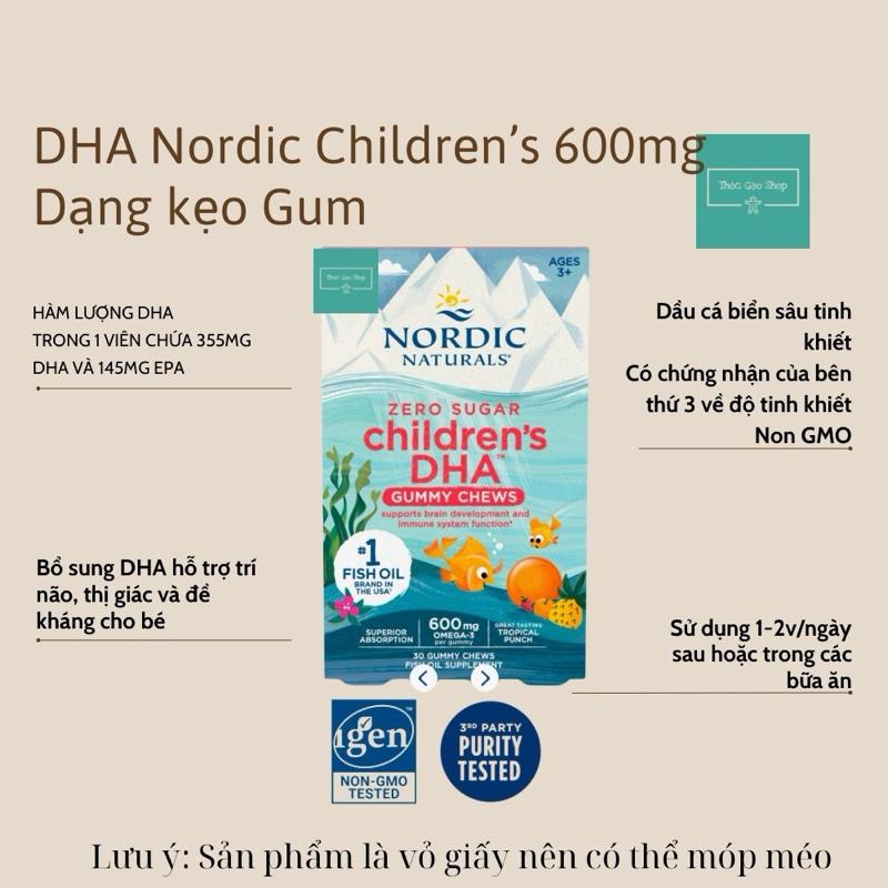 (Hàng nội địa) Kẹo gum bổ sung Nordic Children DHA 600mg hương hoa quả cho bé 3y+