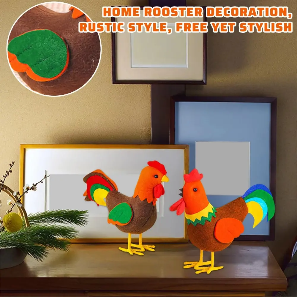 American Style Cartoon Simulation Chicken Ornament Cute Decorative Rooster Model Handmade Hen Sculpture Living Room