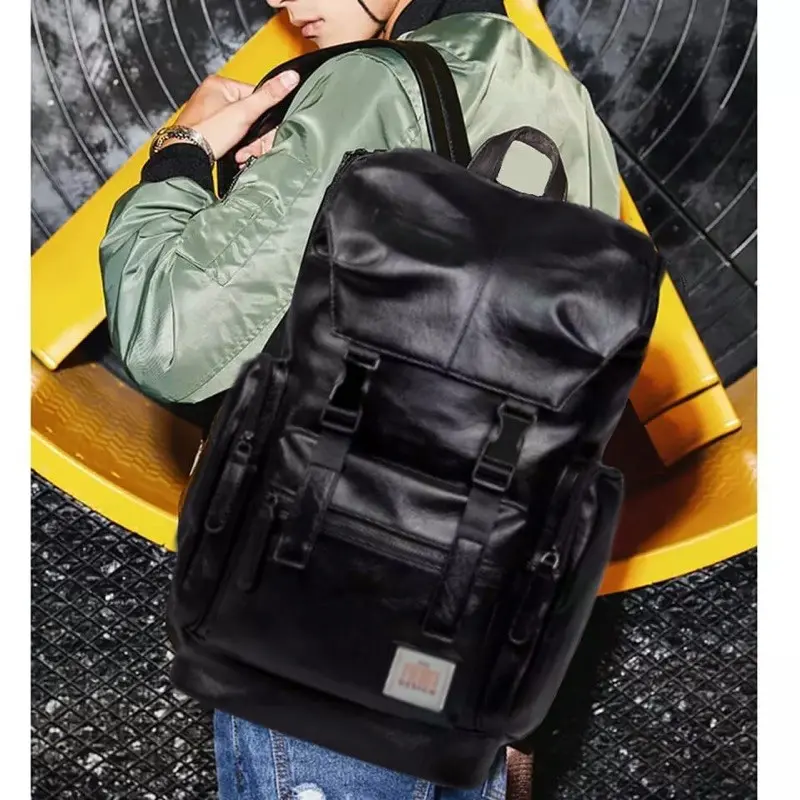 Tas Ransel Backpack Sekolah Laptop Tas Punggung Gendong Pria Wanita Distro Anti Air Waterproof Keren Greynoleum Fren Hitam Kulit 1