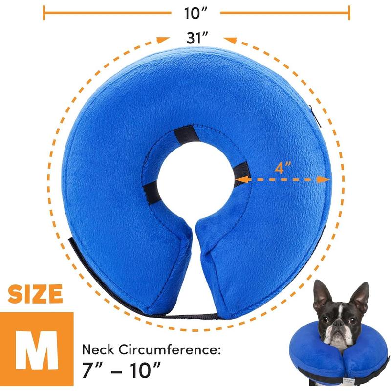 BENCMATE Protective Inflatable Collar for Dogs and Cats - Soft Pet Dog Cone Recovery Collar Does Not Block Vision E-Collar(Medium, Blue) 1
