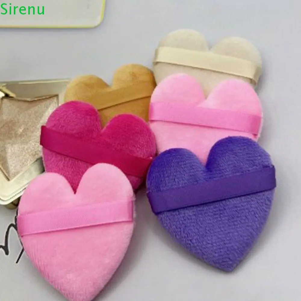 5pcs High Quality Heart/Round Shaped Washable Sector Finger Cushions Multicolors Reusable Mixed Sponge Cosmetic Puff Velvet Wet Dry Used Air Cushion Powder Puff