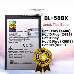 Battery compatible with Infnix Hot 9 Play X680/Hot 10s X689/Hot 10 Play X688B/Hot 11 Play X688/Hot 12 Play X6816/X6816D NFC/Hot 30 Play X6835 BL-58BX bl58bx Batre Batrai Baterai