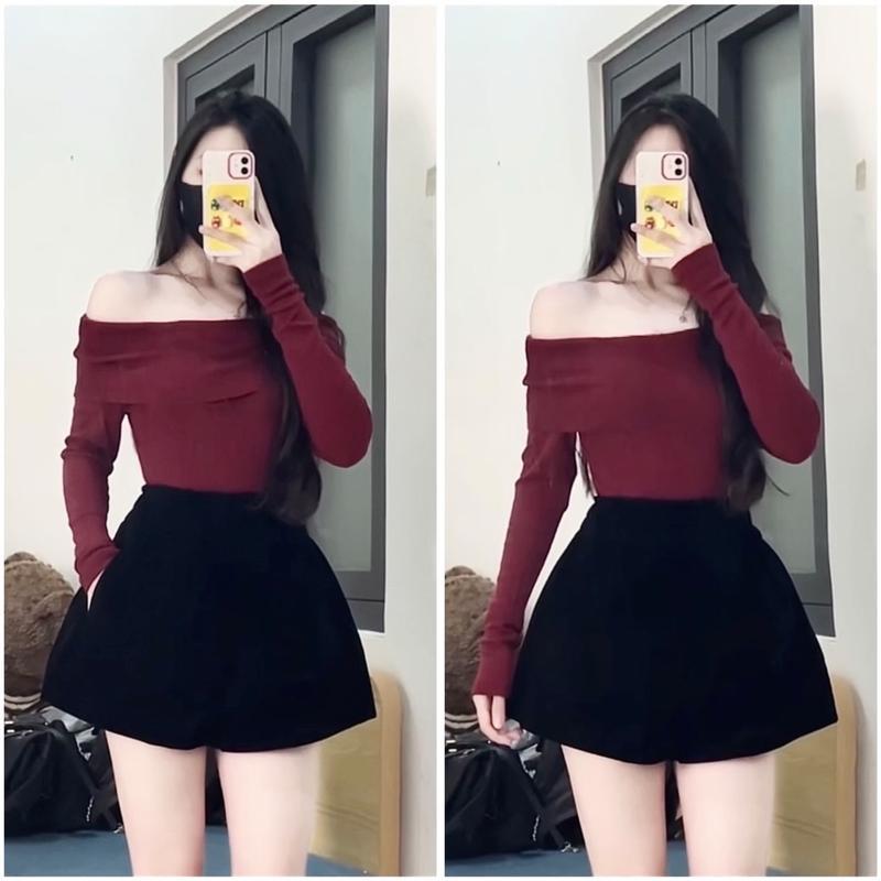 BIGSIZE 80KG Quần Sooc Nhung Dáng Phồng Cạp Cao Quần Đùi Nhung Cạp Chun Co Dãn BigSize