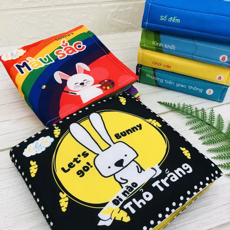 Sách vải đa tương tác cho bé Lalala Baby nhiều chủ đề hấp dẫn, kích thích đa giác quan kích thước lớn 18x18cm 7