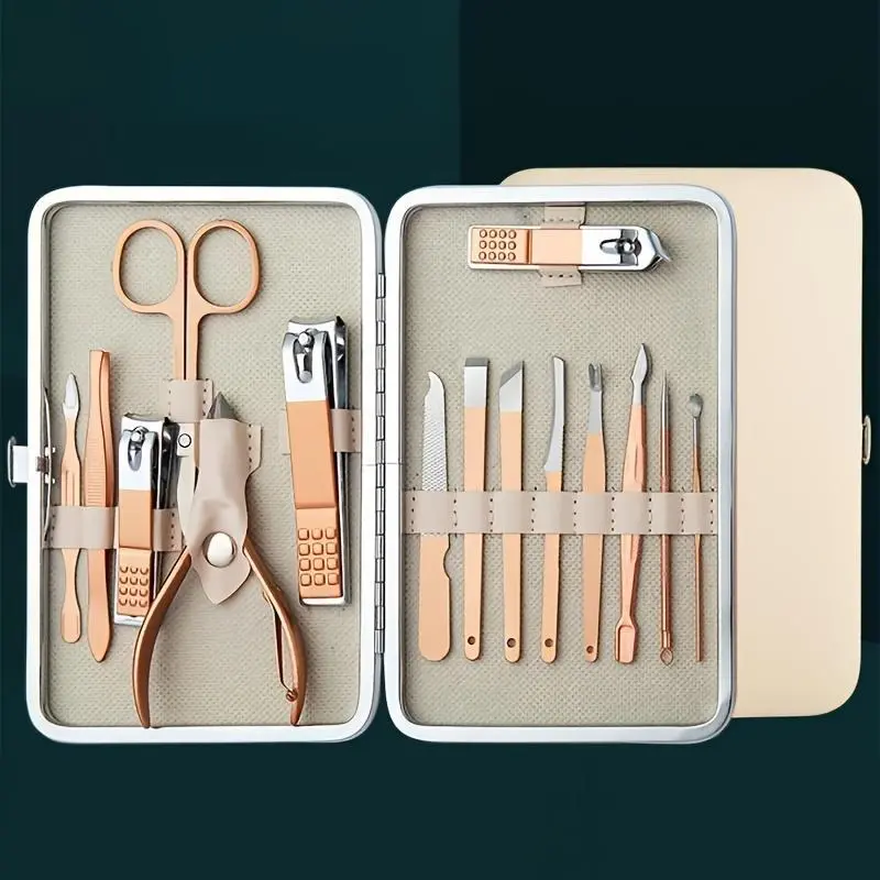 Nail Clipper Manicure Set, 7 In 1 Stainless Steel Professional Pedicure Kit Nail Scissors Grooming Kit With Black PU Leather Case For Travel & Home Use