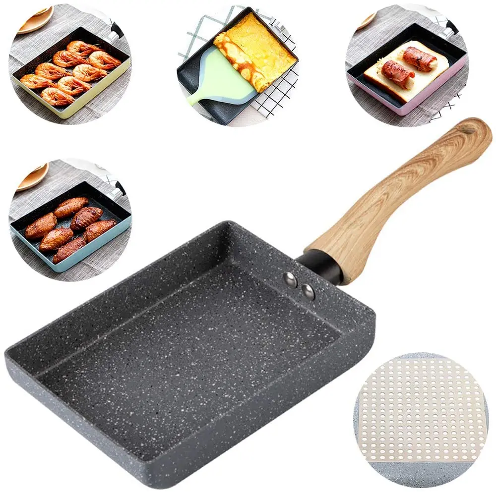 Tamagoyaki Japanese Omelette Pan, Non-stick Coating Rectangle Frying Egg Pan, Frying Pan Japanese Non Stick Omelette Tamagoyaki Fry Egg Pan Pancake Kitchen Rectangle Mini Pan