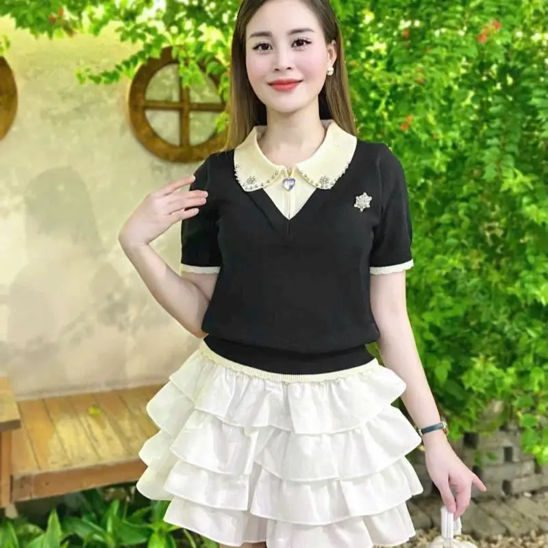 Áo len mongtori cổ kẻ khoá tim gồm 6 màu,phom vừa Top Nữ 5