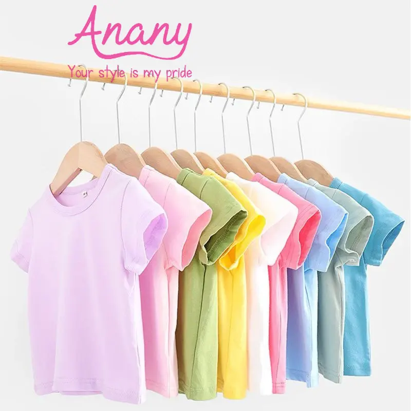 22-40kg Áo thun nhiều màu cho bé trai gái cotton trơn chất vải mát thấm hút mồ hôi