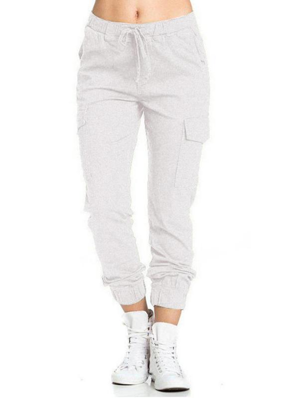 Women's Minimalist Solid Tie Front Elastic Waist Cargo Pants, Lady Basic Casual Comfort Jogger Cargo Pants for Daily Wear, Womenswear Trouser, Pants for Men, Summer Outfits 2024, Ladies Bottoms for Summer 3
