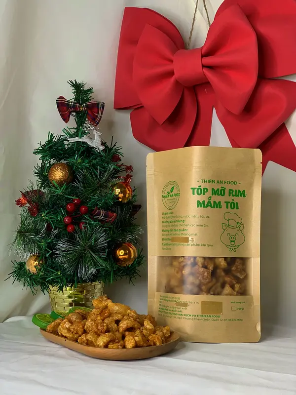Thiên An Food [TÓP MỠ RIM MẮM TỎI TÚI GIẤY 300G]LOẠI LIỀN DA giòn ăn kèm bánh tráng hoặc dùng trực tiếp Ăn Vặt Snack Food  đồ ăn nhẹ khô Thức Ăn kèm với  bánh  tráng tóp  mỡ com  chay mam tóp  mỡ tóp  mỡ tóp mỡ  thiên 4