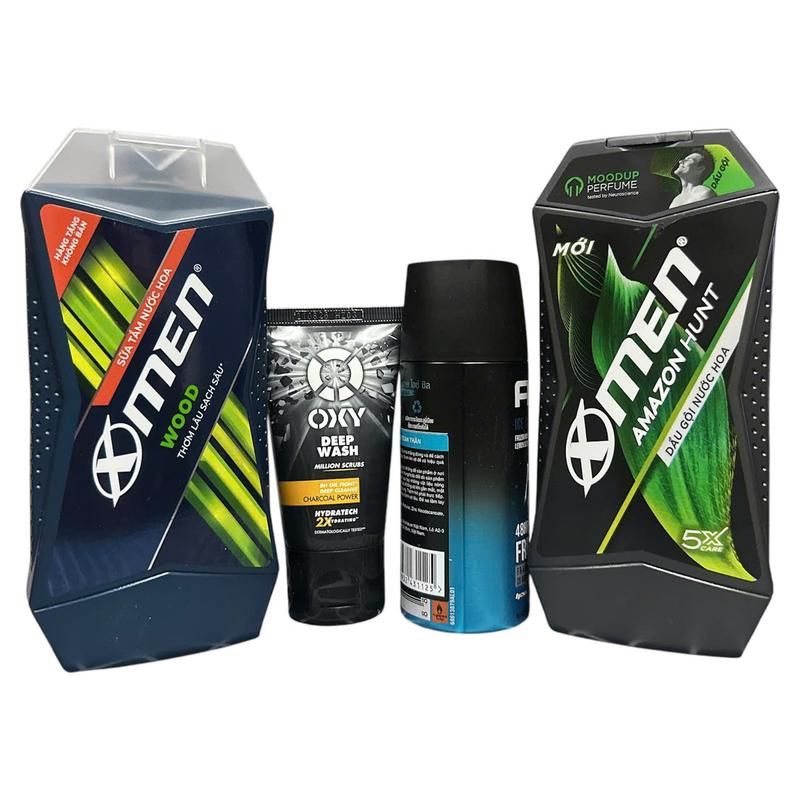 Combo 4 món cho nam gồm: Sữa tắm Xmen 150g + Dầu gội Xmen 150g + Xịt khử mùi 50ml + sữa rửa mặt 25g