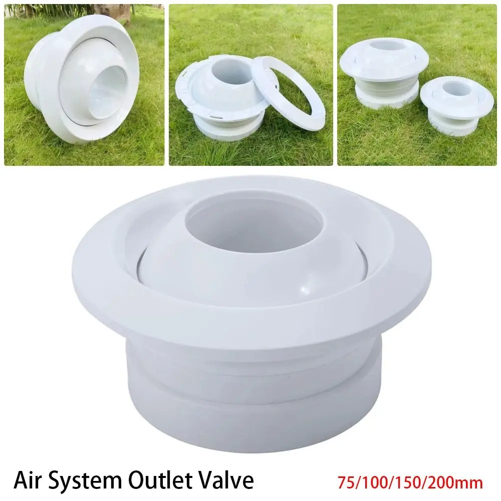 Van cửa thoát khí hình tròn, vật liệu ABS, vòi phun hình cầu màu trắng, có thể điều chỉnh, có sẵn trong các tùy chọn 75 / 100 / 150 / 200mm, cửa thông gió trung tâm, 1 cái, hàng mới về