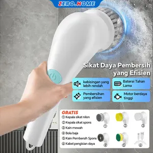 Sikat Pembersih Listrik Tanpa Kabel Genggam 5-in-1 Sikat Pembersih Tahan Air Sepenuhnya Otomatis untuk Penggunaan di Rumah