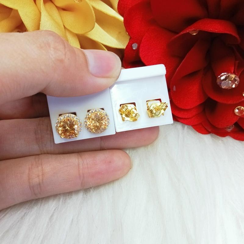 Bông Tai Mẫu 1 Hột Màu 6 Ly Đồng Vàng Màu Vàng Sài Gòn 610 Phụ kiện Nữ 4