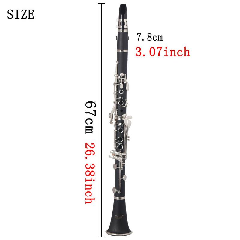 17 Key B Flat Clarinet, 1 Set Black & Silver Clarinet with Accessories, Woodwind Instrument for Beginners & Students, Musical Instruments & Accessories 1