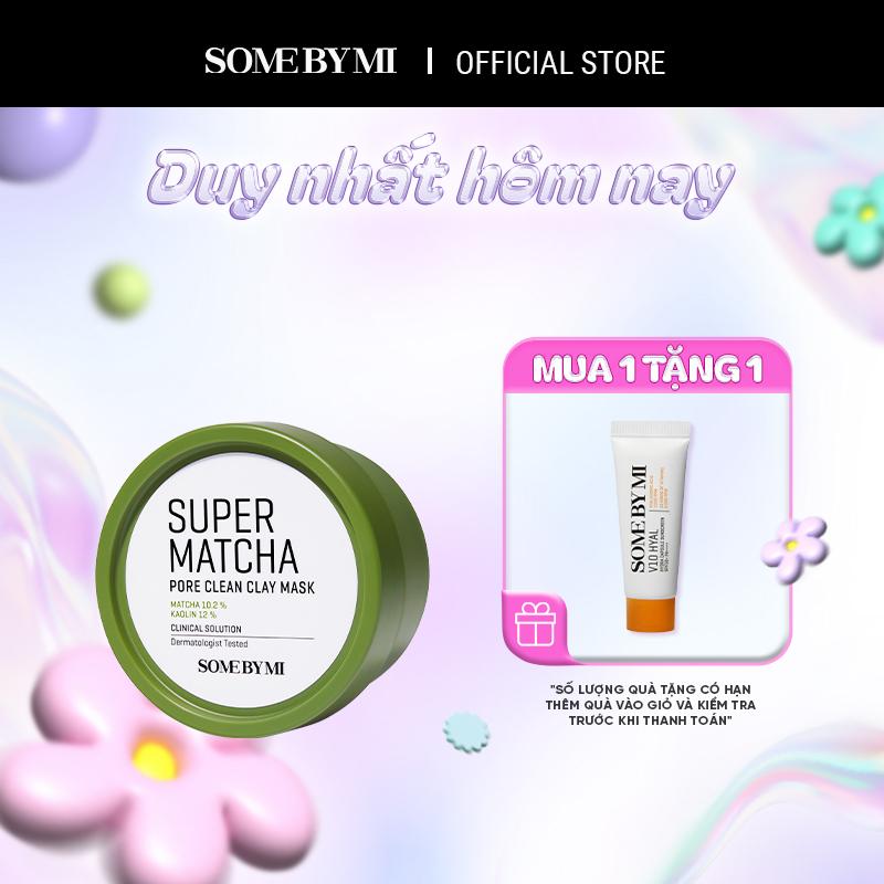 [Qùa tặng 1 kem chống nắng V10 5ml] Some By Mi Mặt nạ đất sét trà xanh Super Matcha Pore Clean Clay Mask 100g