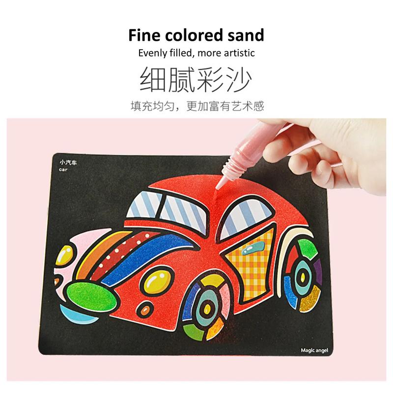 Product Introduction of TT27 Kids Colorful DIY Sand Painting Sand Art Cards Educational toys Art & Craft Creative toys for childrens boy & girls Children's the Color Sand Psinting 14