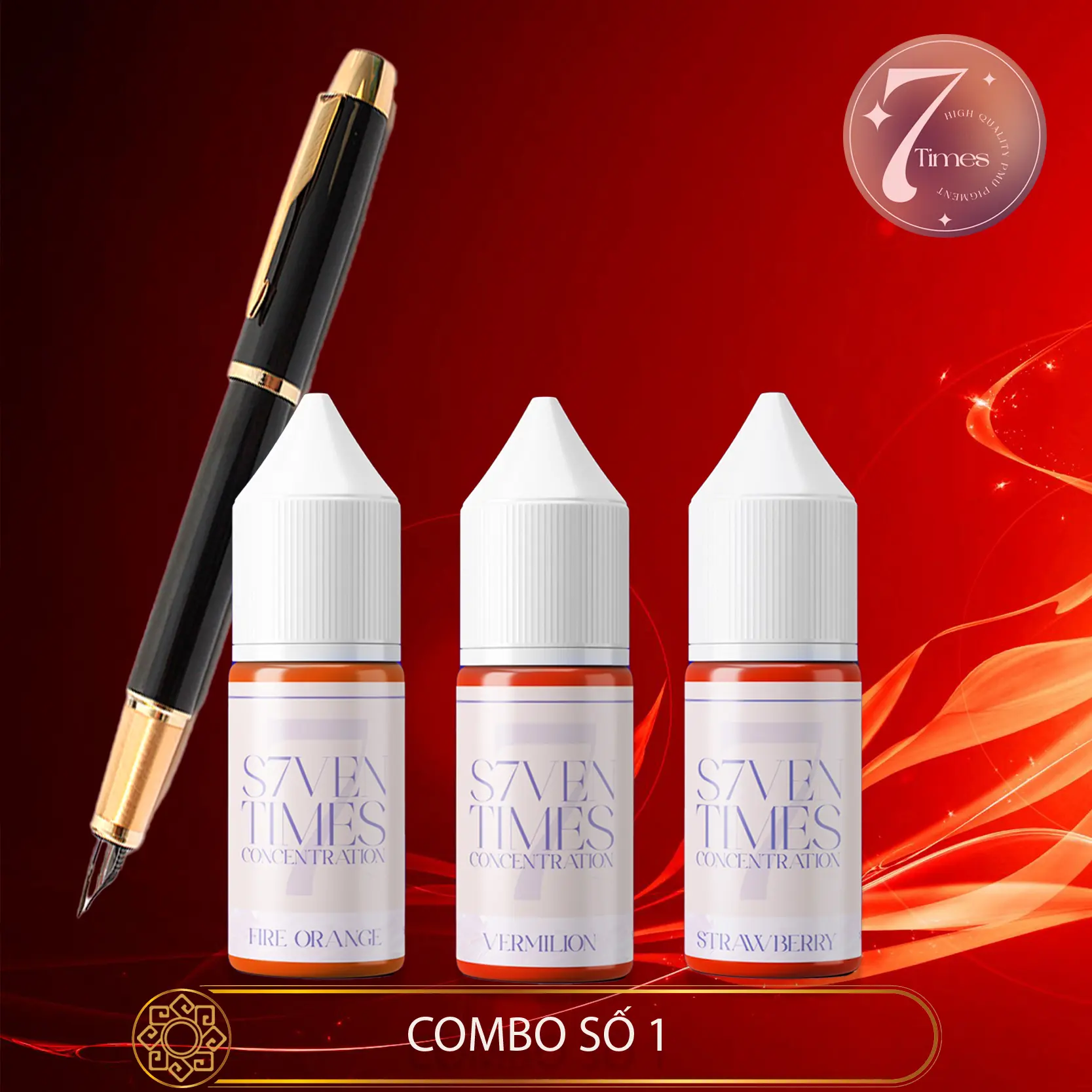 Mực bút 7TIMES Combo số 1 (Cam rực + đỏ cam tươi + đỏ dâu)