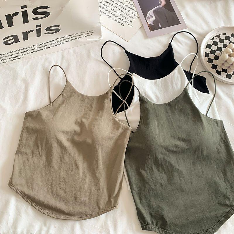 Product Introduction of Pure Hot Girl Camisole Women with Chest Pad Inner Wear Outer Wear Beauty Back Design Sense Slim Fit Sleeveless Top Women 9