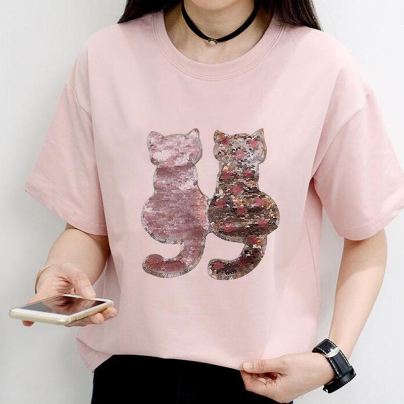 Product Introduction of New Sewing Craft DIY Clothes Applique Reversible Color Sequins Cat Patch 14