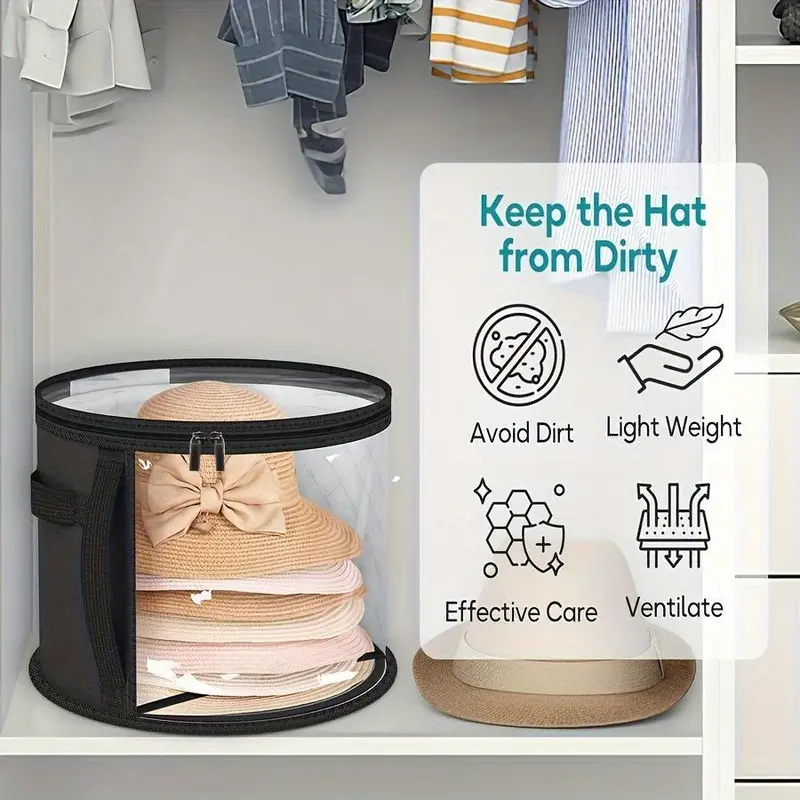 Hat Storage Bag, Foldable Dustproof Hat Storage Bag, Hat Storage Organizer for Beach Hats, Sun Hat, Round Hat, Home Closet Supplies 4