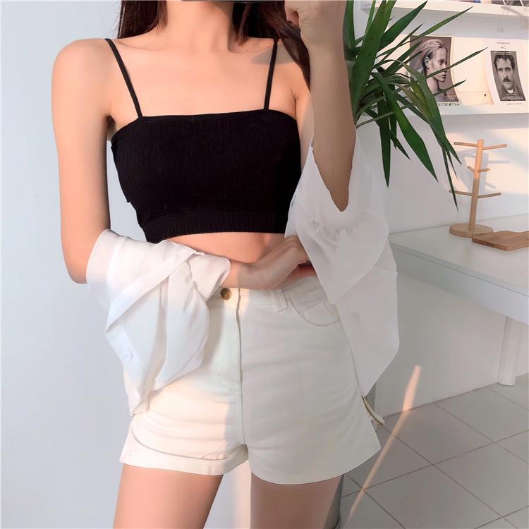 Áo Ngực Áo Yếm, Kiểu Trễ Vai Mùa Hè, Gợi Cảm Và Hở Lưng, Không Dây, Thích Hợp Cho Bé Gái Và Học Sinh, Áo Ống Lớp Ngoài, Áo Vest Nữ Áo lót nữ, Áo ngực bra gân tăm không gọng nâng ngực siêu đẹp Top Women Umi Denim 5