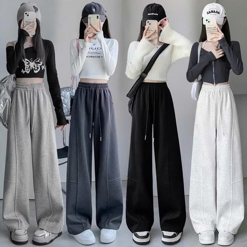 Quần nỉ loại 1 bigsize ống rộng lót bông dày dặn hàng đẹp, vải chính phẩm 40-85kg, quần nỉ nữ mùa đông vải nỉ lông cừu ống quần mẫu mới