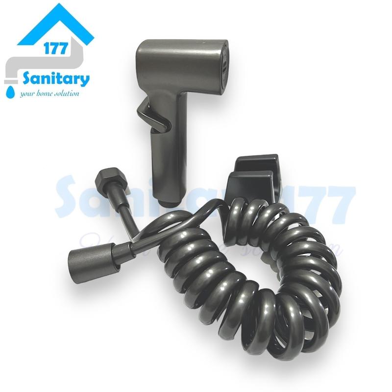 Jet shower bidet abu grey 15AT-semprotan kloset closed telepon on off kotak minimalis geser gun metal washer spray Plastik 0