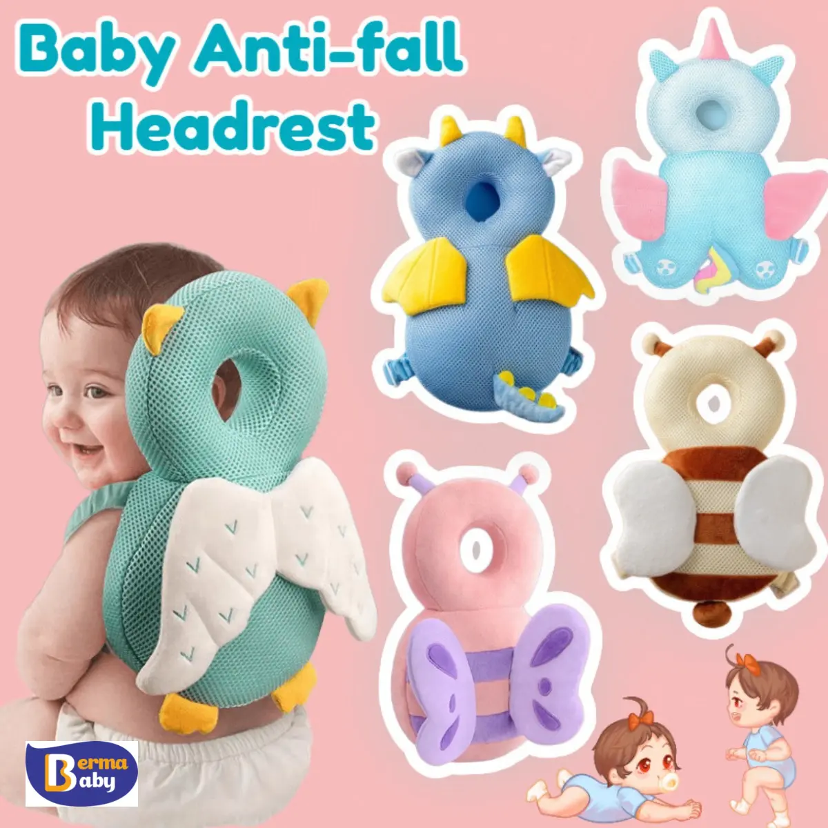 BERMA Baby   Baby Headrest Newborn Head Protector Backpack Security Pillow Anti-fall Toddler Protective Cushion